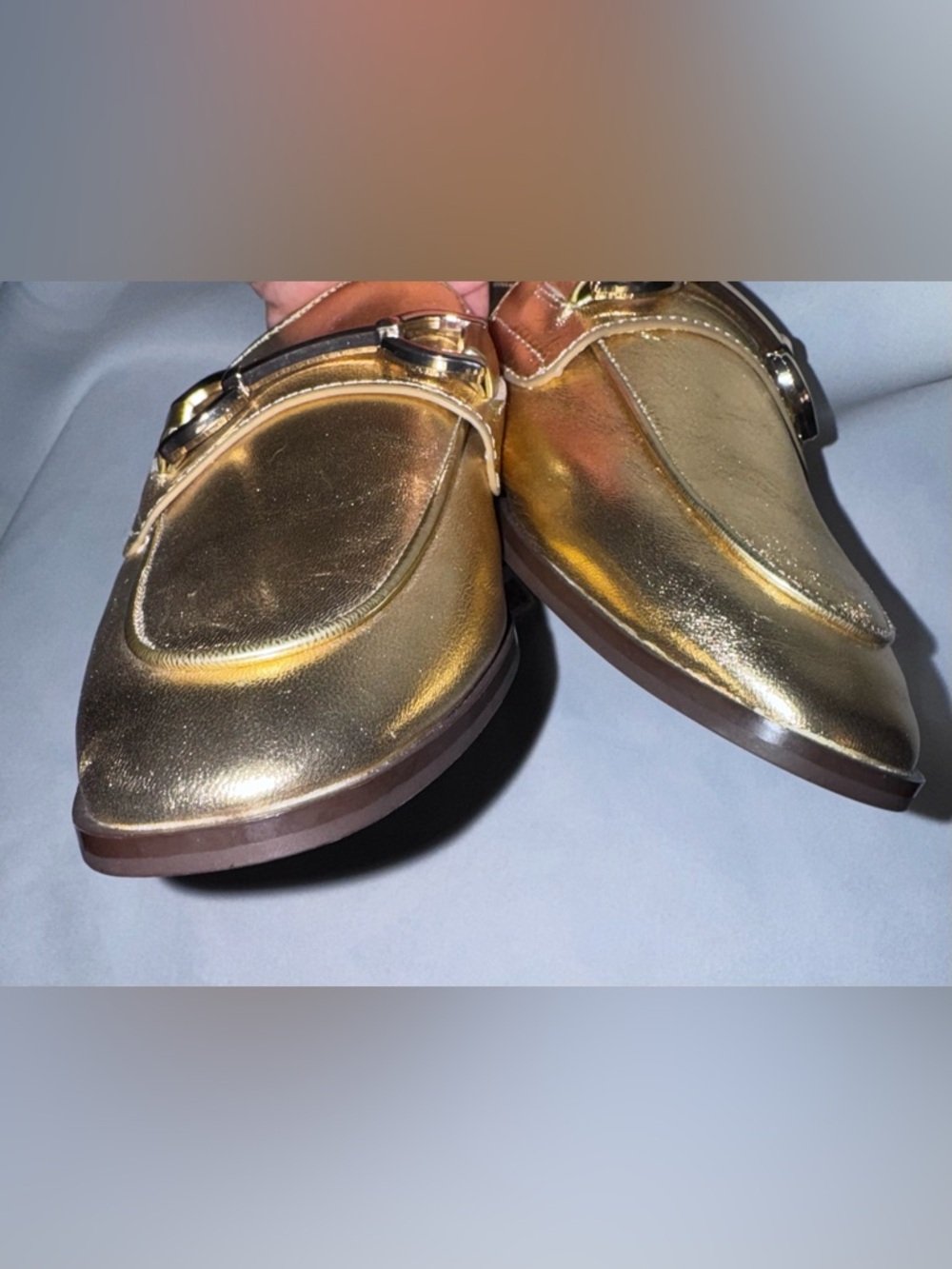 Zara Women’s Metallic Gold Slip-On Mules with Bit Detail, Size 39 New with Tags - Picture 8 of 11